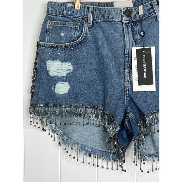 Anthropologie One Teaspoon Razzle Dazzle Truckers Mid Waist Relaxed Shorts NWT - Picture 4 of 12
